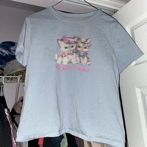 Rare Double Trouble Cat T-Shirt - Pastel Blue
